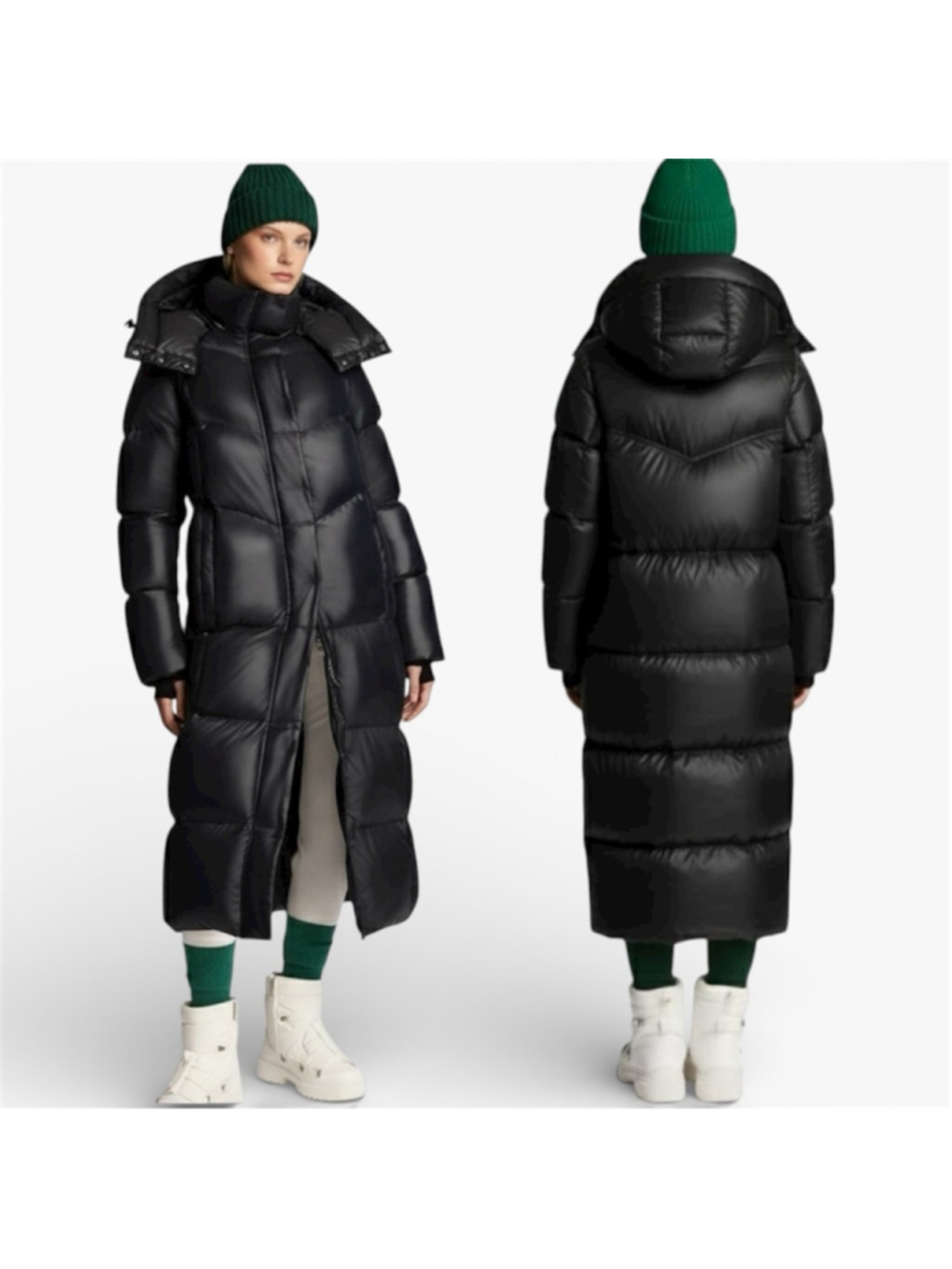 ALPENHAUS Meribel Quilted Long Maxi Black Puffer Jacket Coat M NWT